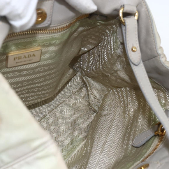 PRADA Hand Bag Nylon 2way Ivory Gold Auth 166443