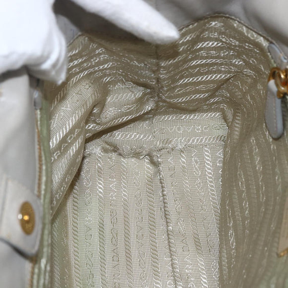 PRADA Hand Bag Nylon 2way Ivory Gold Auth 166443