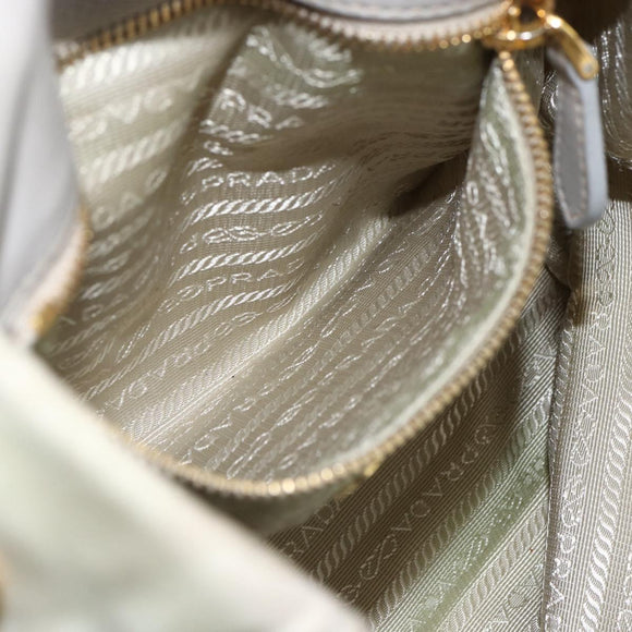 PRADA Hand Bag Nylon 2way Ivory Gold Auth 166443