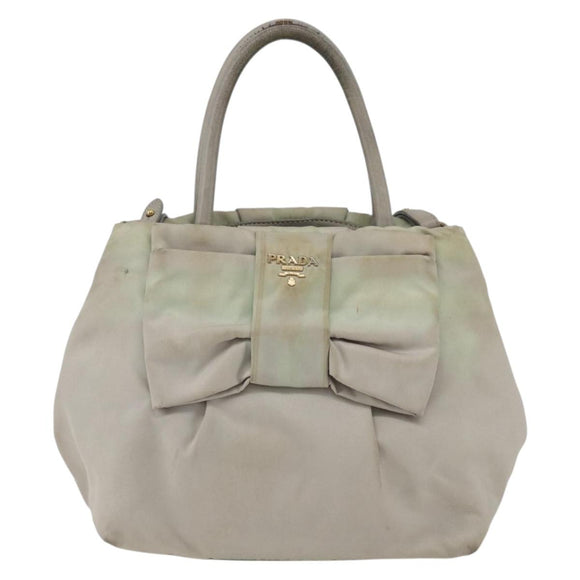 PRADA Hand Bag Nylon 2way Ivory Gold Auth 166443