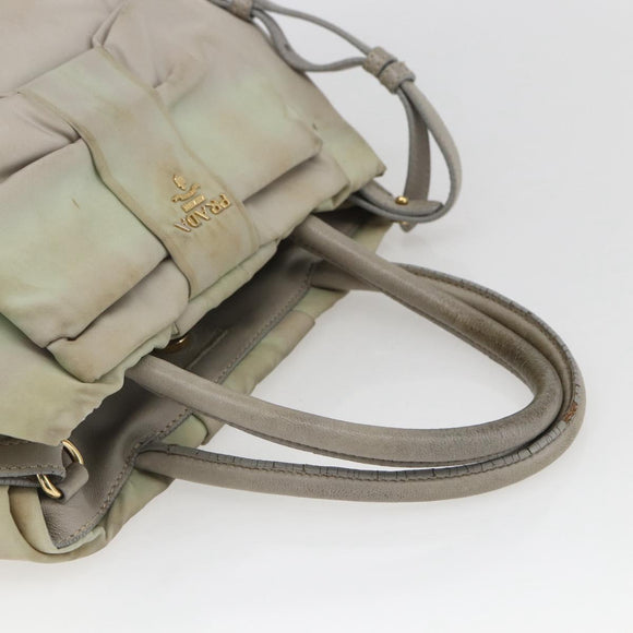 PRADA Hand Bag Nylon 2way Ivory Gold Auth 166443