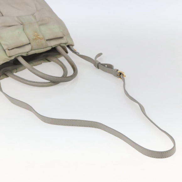 PRADA Hand Bag Nylon 2way Ivory Gold Auth 166443