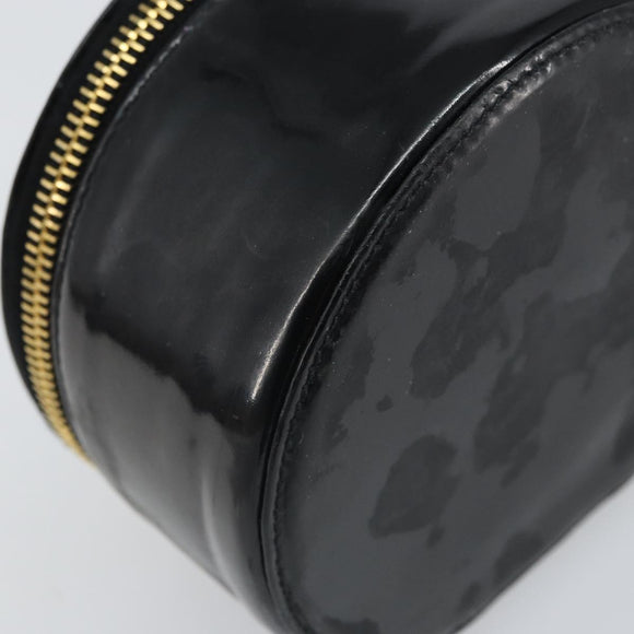 CHANEL COCO Mark Jewelry case Jewelry Box Patent Black Gold CC Auth 166447