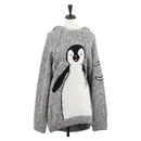 CHANEL Penguin Knit Hoodie Tweed Gray CC Auth 166450SM-1