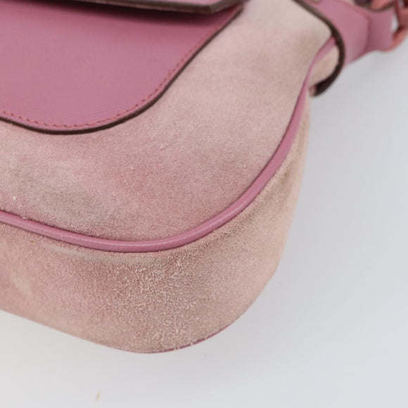 Salvatore Ferragamo Gancini Shoulder Bag Suede Pink Silver Auth 166453