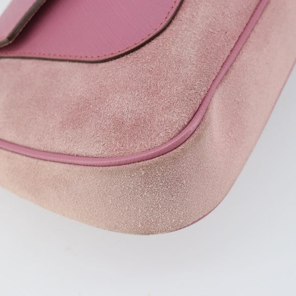 Salvatore Ferragamo Gancini Shoulder Bag Suede Pink Silver Auth 166453