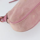 Salvatore Ferragamo Gancini Shoulder Bag Suede Pink Silver Auth 166453-13
