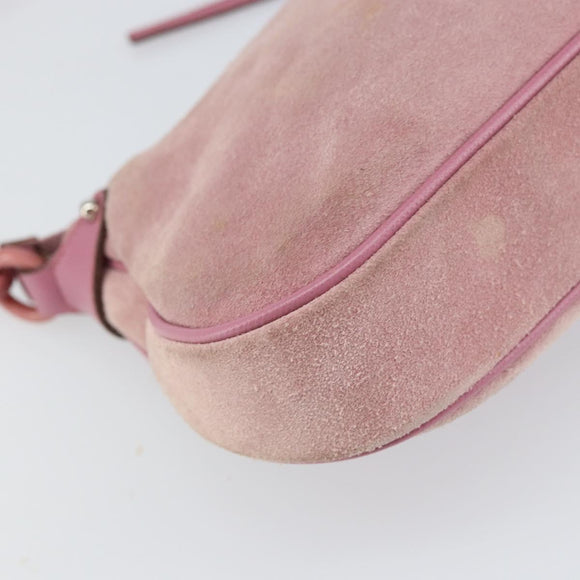 Salvatore Ferragamo Gancini Shoulder Bag Suede Pink Silver Auth 166453