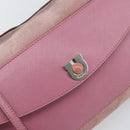 Salvatore Ferragamo Gancini Shoulder Bag Suede Pink Silver Auth 166453-14