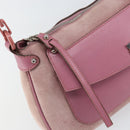 Salvatore Ferragamo Gancini Shoulder Bag Suede Pink Silver Auth 166453-15