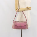 Salvatore Ferragamo Gancini Shoulder Bag Suede Pink Silver Auth 166453-22
