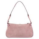 Salvatore Ferragamo Gancini Shoulder Bag Suede Pink Silver Auth 166453-3