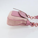Salvatore Ferragamo Gancini Shoulder Bag Suede Pink Silver Auth 166453-4