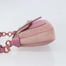 Salvatore Ferragamo Gancini Shoulder Bag Suede Pink Silver Auth 166453-5