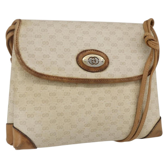 GUCCI Micro GG Supreme Shoulder Bag PVC Beige Gold 49 007 5548 Auth 166455