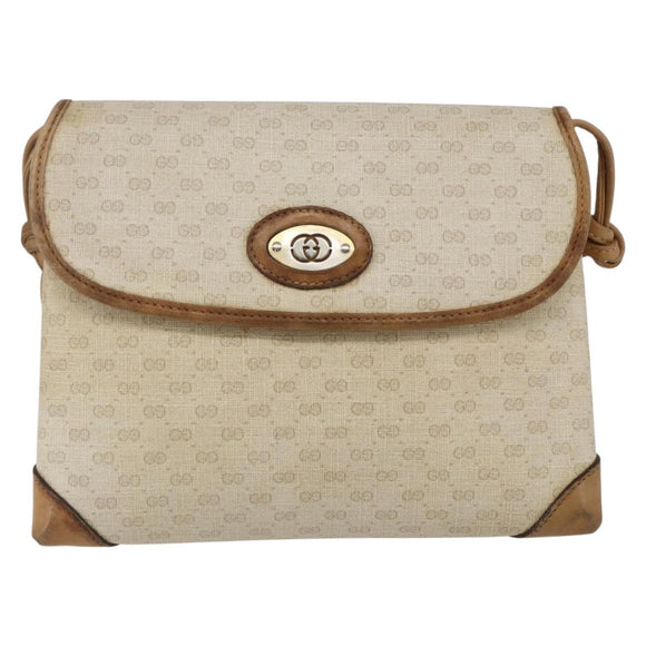 GUCCI Micro GG Supreme Shoulder Bag PVC Beige Gold 49 007 5548 Auth 166455