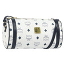 MCM Vicetos Logogram Shoulder Bag PVC Leather White Gold Auth 166456-1