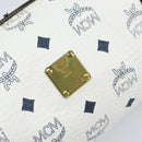 MCM Vicetos Logogram Shoulder Bag PVC Leather White Gold Auth 166456-14