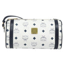 MCM Vicetos Logogram Shoulder Bag PVC Leather White Gold Auth 166456-2