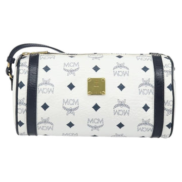 MCM Vicetos Logogram Shoulder Bag PVC Leather White Gold Auth 166456 - 0