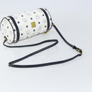MCM Vicetos Logogram Shoulder Bag PVC Leather White Gold Auth 166456-7