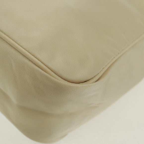 PRADA Hand Bag Nylon Ivory Silver Auth 166457