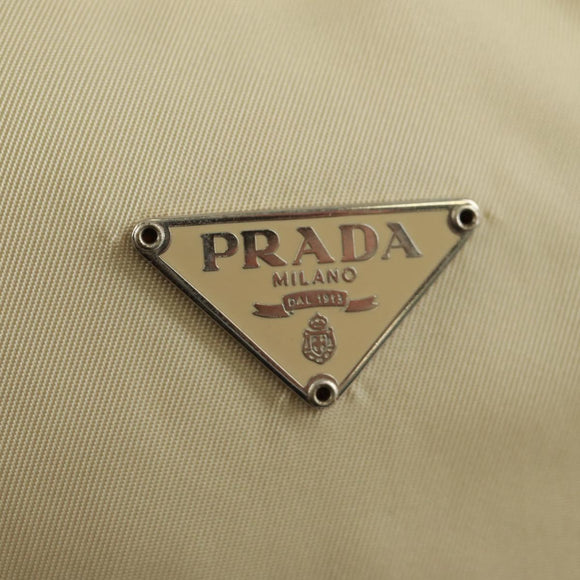 PRADA Hand Bag Nylon Ivory Silver Auth 166457
