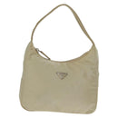 PRADA Hand Bag Nylon Ivory Silver Auth 166457-2