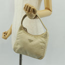 PRADA Hand Bag Nylon Ivory Silver Auth 166457-22
