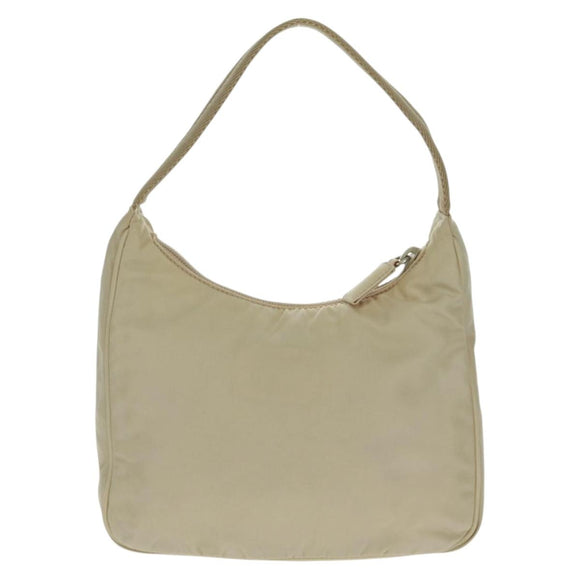 PRADA Hand Bag Nylon Ivory Silver Auth 166457