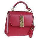 Salvatore Ferragamo Gancini Hand Bag Leather Pink Gold Auth 166464M-1