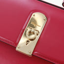Salvatore Ferragamo Gancini Hand Bag Leather Pink Gold Auth 166464M-19