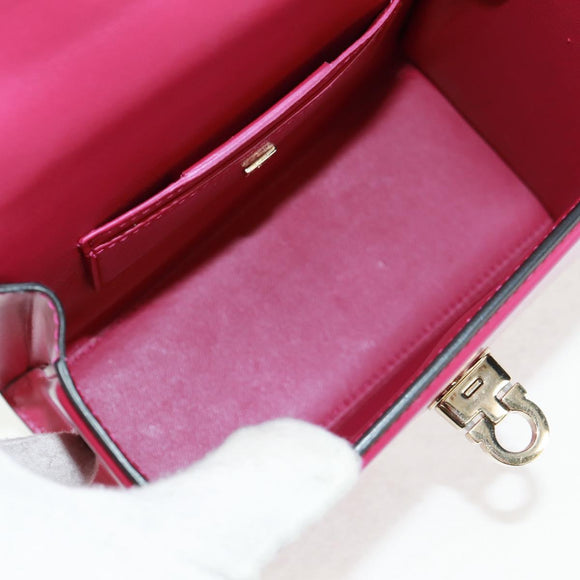 Salvatore Ferragamo Gancini Hand Bag Leather Pink Gold Auth 166464M