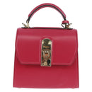 Salvatore Ferragamo Gancini Hand Bag Leather Pink Gold Auth 166464M-13