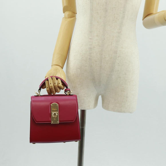 Salvatore Ferragamo Gancini Hand Bag Leather Pink Gold Auth 166464M