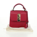 Salvatore Ferragamo Gancini Hand Bag Leather Pink Gold Auth 166464M-12