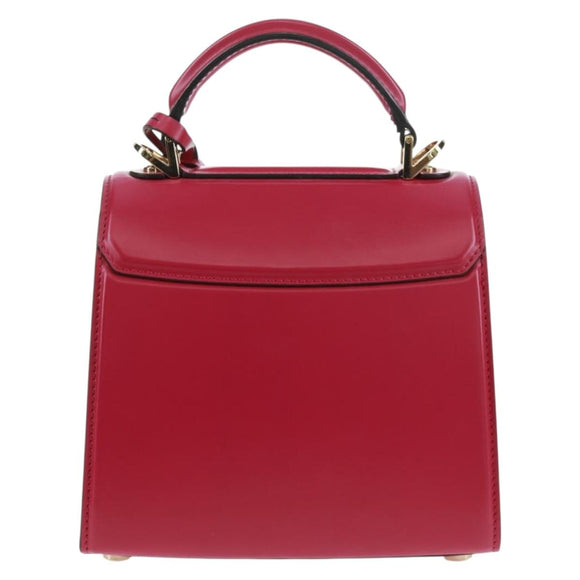 Salvatore Ferragamo Gancini Hand Bag Leather Pink Gold Auth 166464M