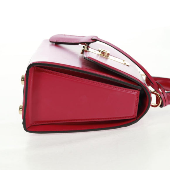 Salvatore Ferragamo Gancini Hand Bag Leather Pink Gold Auth 166464M
