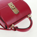 Salvatore Ferragamo Gancini Hand Bag Leather Pink Gold Auth 166464M-6