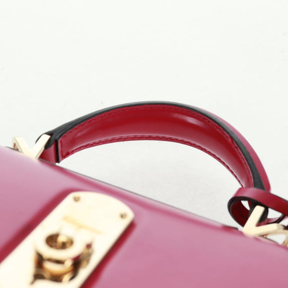 Salvatore Ferragamo Gancini Hand Bag Leather Pink Gold Auth 166464M