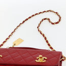 CHANEL Matelasse 23 Double Turn Lock Ketten-Tasche Lammleder Rot CC Auth 166468SAM-15
