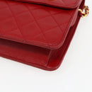 CHANEL Matelasse 23 Double Turn Lock Ketten-Tasche Lammleder Rot CC Auth 166468SAM-16