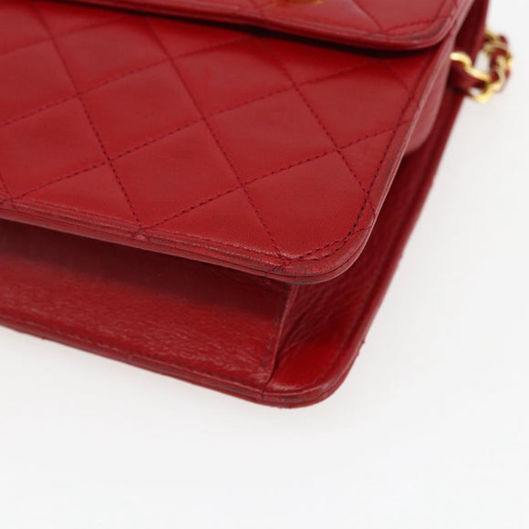 CHANEL Matelasse 23 Double Turn Lock Ketten-Tasche Lammleder Rot CC Auth 166468SAM