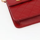 CHANEL Matelasse 23 Double Turn Lock Ketten-Tasche Lammleder Rot CC Auth 166468SAM-17