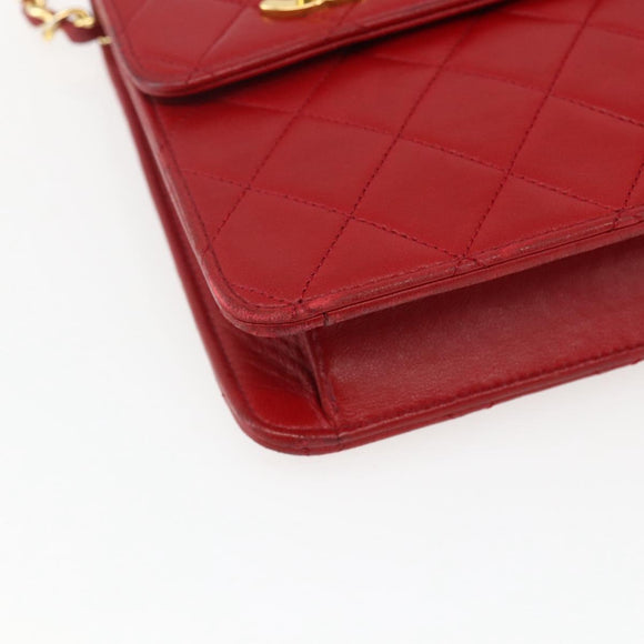 CHANEL Matelasse 23 Double Turn Lock Ketten-Tasche Lammleder Rot CC Auth 166468SAM
