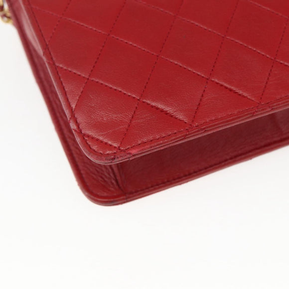 CHANEL Matelasse 23 Double Turn Lock Ketten-Tasche Lammleder Rot CC Auth 166468SAM