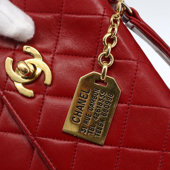 CHANEL Matelasse 23 Double Turn Lock Ketten-Tasche Lammleder Rot CC Auth 166468SAM