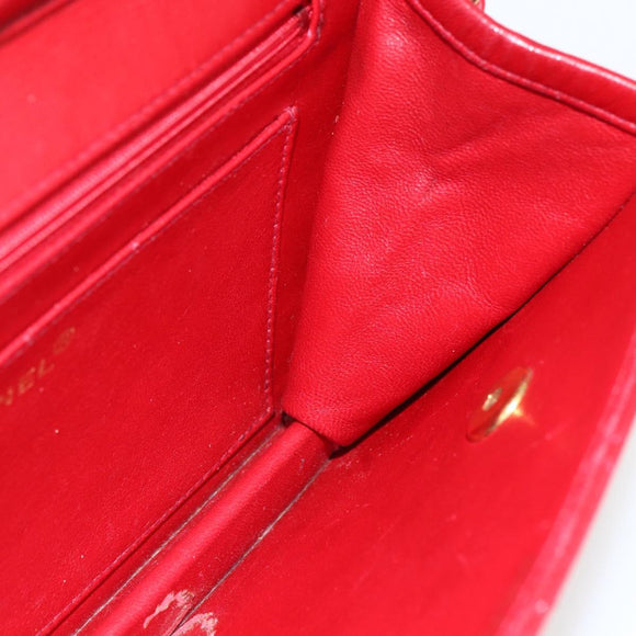 CHANEL Matelasse 23 Double Turn Lock Ketten-Tasche Lammleder Rot CC Auth 166468SAM