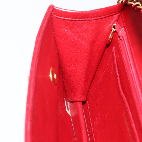 CHANEL Matelasse 23 Double Turn Lock Ketten-Tasche Lammleder Rot CC Auth 166468SAM