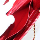 CHANEL Matelasse 23 Double Turn Lock Ketten-Tasche Lammleder Rot CC Auth 166468SAM-25